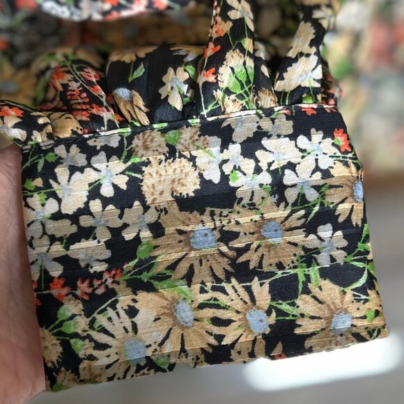 H&M Floral Long Sleeved High Neck Lightweight Blouse Navy Multi Womens Size XS - Picture 7 of 12